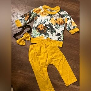 Boutique 9 Yellow and Floral Kids Matching Set